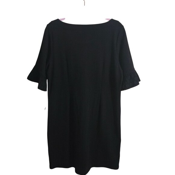 Talbots NWT Eyelet Interlock Shift Dress Black Classic Sustainable Cotton Size M - Picture 3 of 8